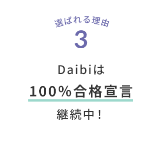 選ばれる理由3 Daibiは100％合格宣言継続中！
