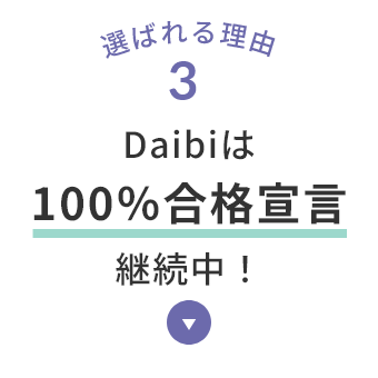 選ばれる理由3 Daibiは100％合格宣言継続中！